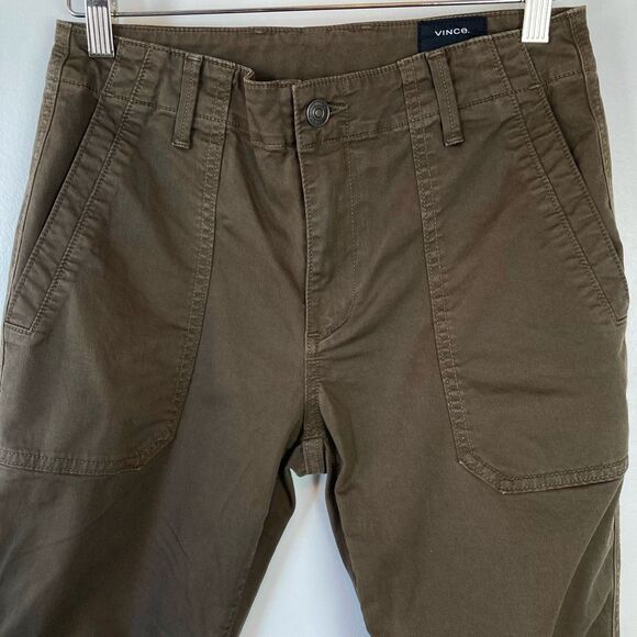 Vince Women’s Utility Pants Jogger Zip Ankle Cropped Cargo Pants Dark Willow 27 - Picture 2 of 9